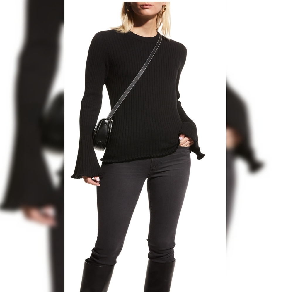 Ribbed Knit Sweater with Pearl Detailing